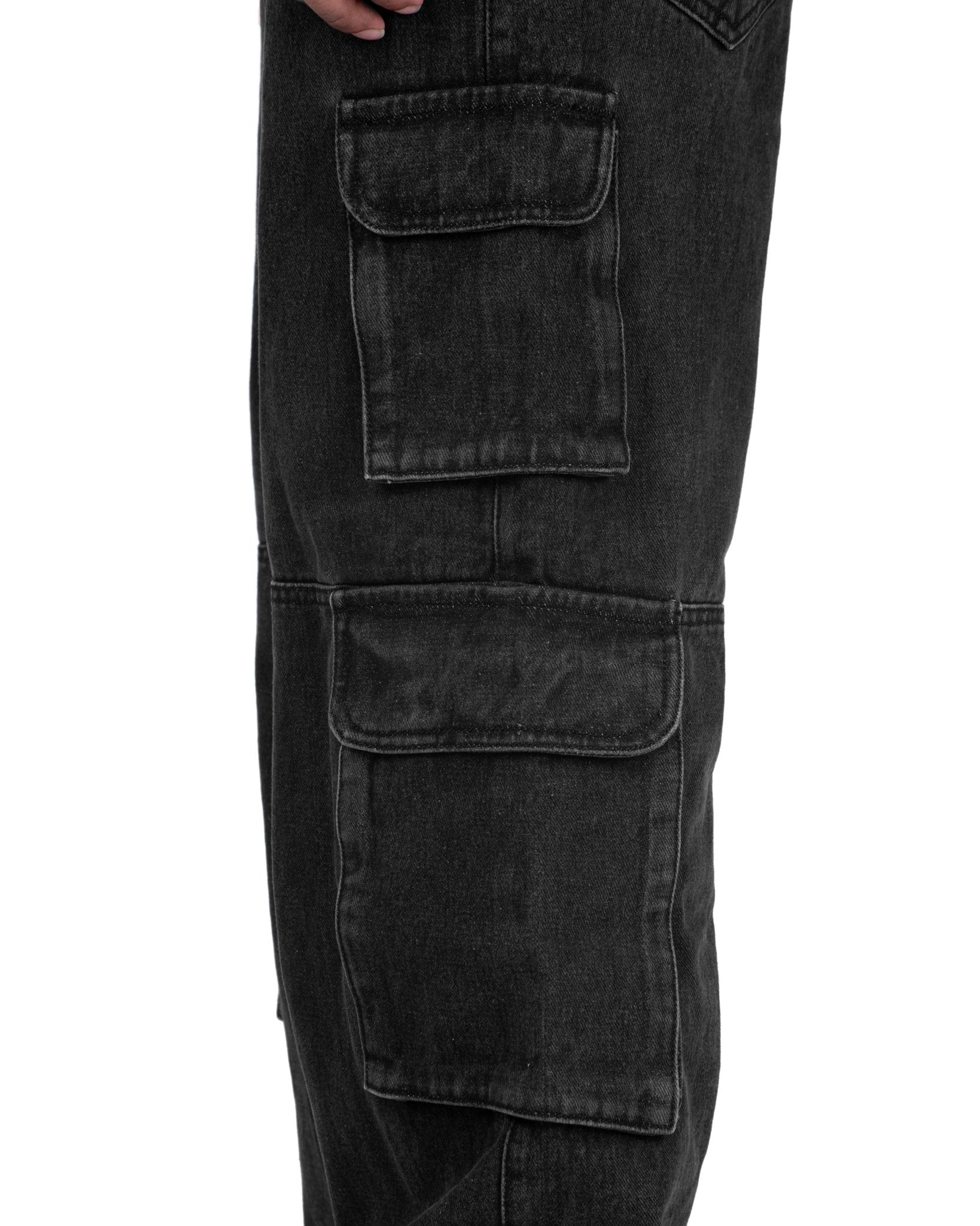 BLACK DENIM HEAVY WEIGHT CARGO