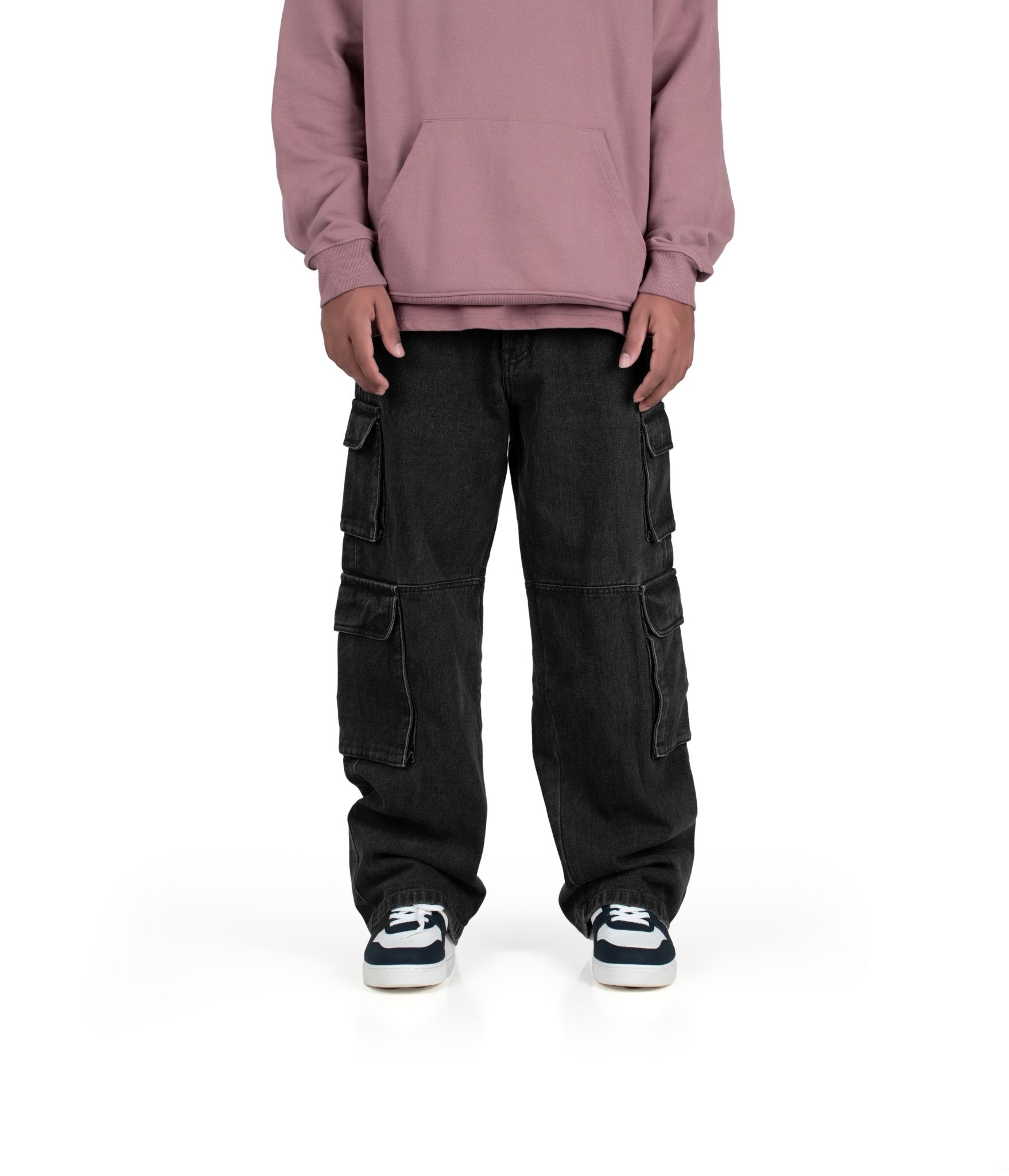 BLACK DENIM HEAVY WEIGHT CARGO