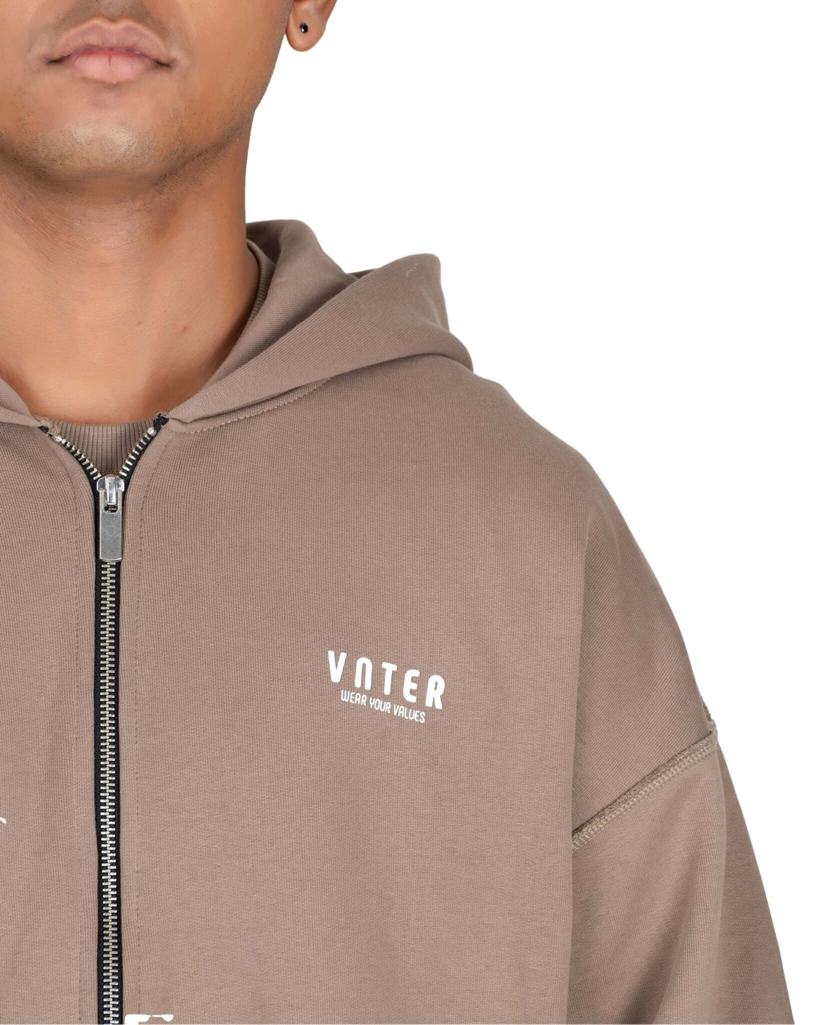 WALNUT DOUBLE ZIPPER HOODIE